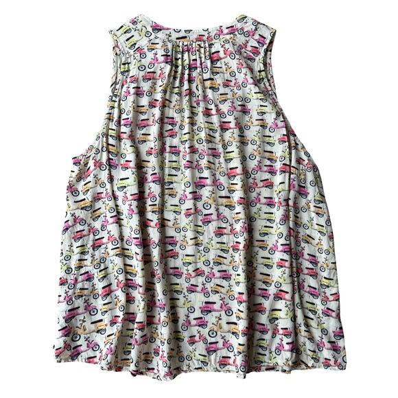 Maeve Anthropologie Vespa Scooter Print Sleeveless Blouse Enna Tank - Size 6 - Picture 6 of 13